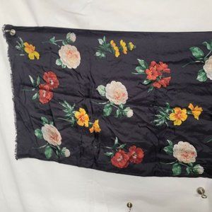 ANN TAYLOR BLACK FLORAL PRINT LADIES SILK SCARF